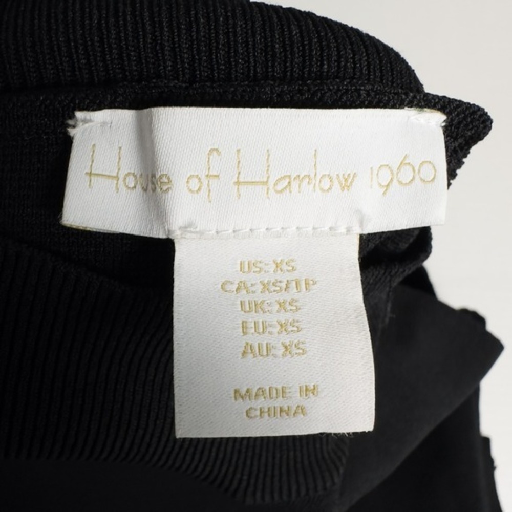 House of Harlow 1960 Sleeveless Mock Neck Knit Midi Dress XS Black Minimalist - Picture 3 of 14